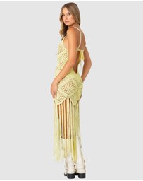 EDIKTED - Fringey Crochet Maxi Dress