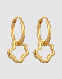 Elli Jewelry - Earrings Hoop Flower Design 925 Sterling Silver Gold Plated