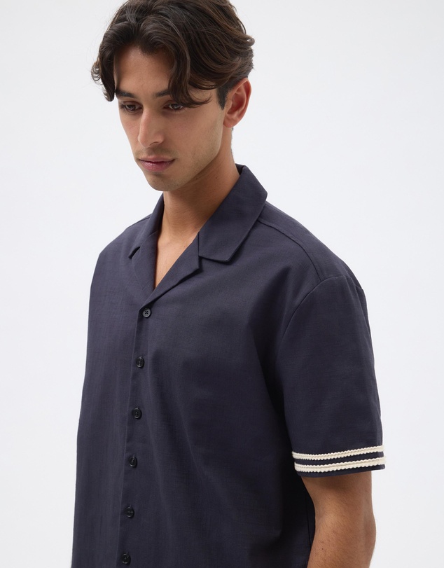 AERE - Contrast Linen Blend Shirt