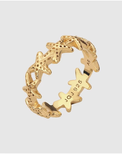 Elli Jewelry - Starfish Band Ring in Gold-Plated 925 Silver