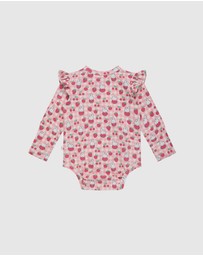 Kynd Baby - Miffy Frill Sleeve Bodysuit in Berry Check