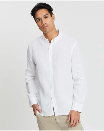 The Rocks Push - The Rocks Push Linen Shirt Men White