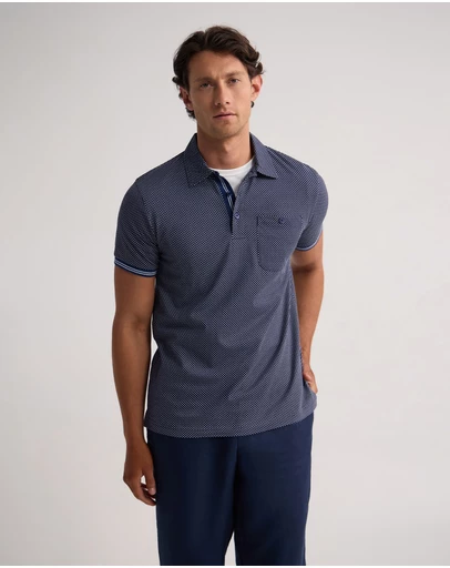Oxford - Milo Print Jersey Polo With Pocket