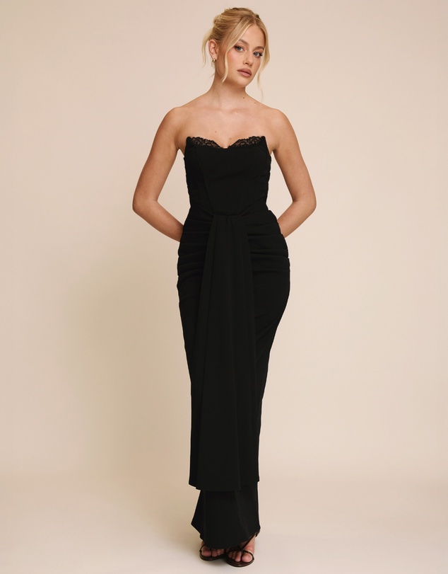 Six Stories - Lace Cup Boned Bandeau Midi Dress