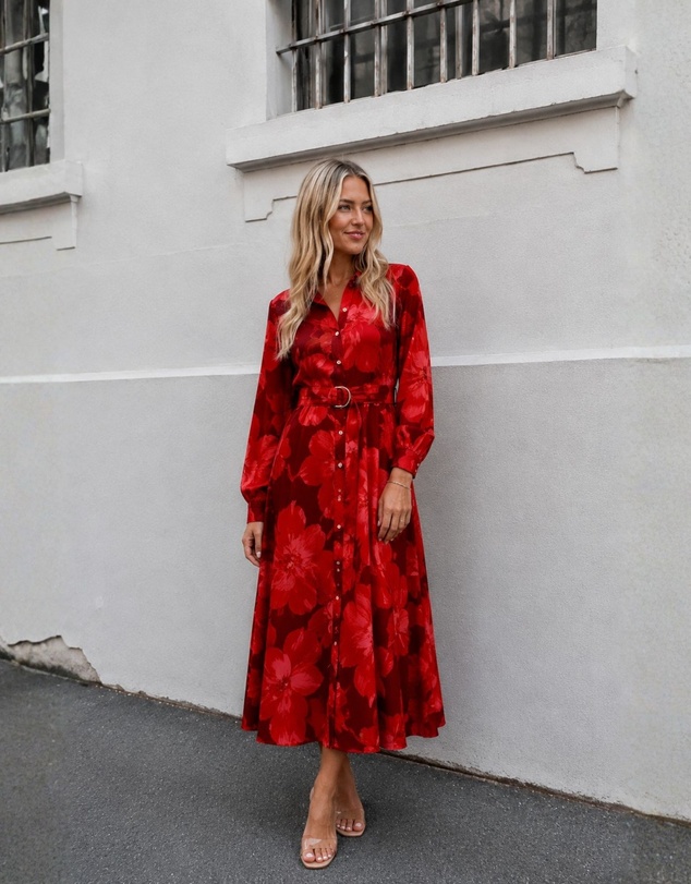 Esther & Co - Zirella Dress - Red Floral