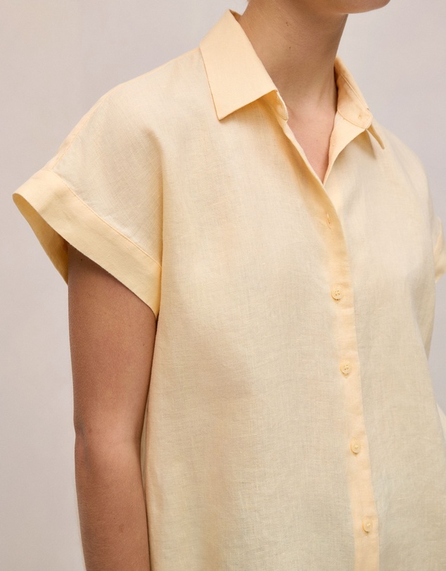Trenery - Linen Cap Sleeve Shirt in Butter
