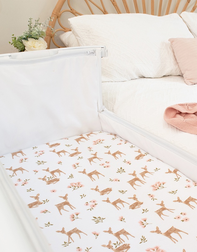 Living Textiles - 2 Pack Jersey Bedside Sleeper Fitted Sheet - Sophia Garden