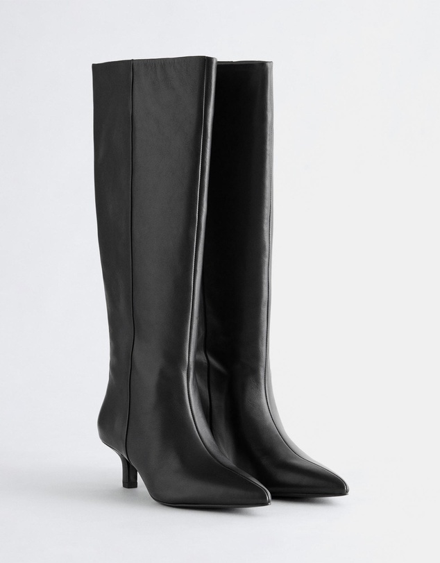 & Other Stories - Kitten Heel Leather Knee Boots