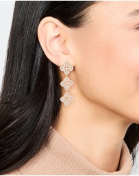 Lovisa - Gold Cubic Zirconia Triple Flower Drop Earrings