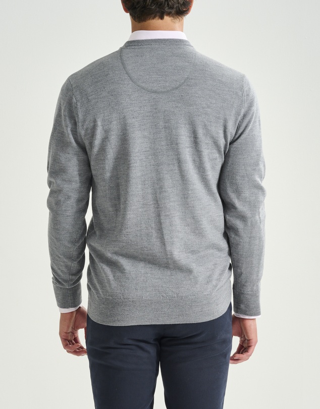 3 Wise Men - 3 Wise Men Driver Crew Neck Merino Knit - Grey Marle