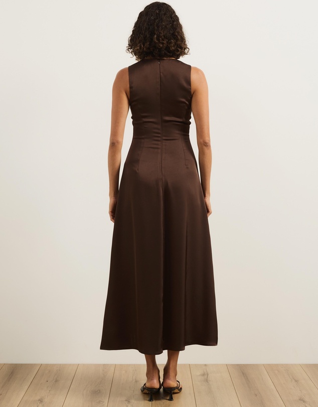 Atmos&Here - Gia Satin Midi Dress With Lace Detail
