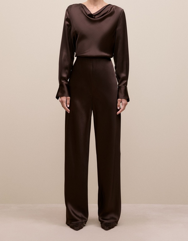Trenery - Satin Bias Cut Pant in Coffee Bean