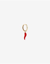 Michael Hill - Red Cornicello Single Earring Charm in 10kt Yellow Gold
