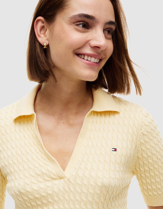 Tommy Hilfiger - Cable Knit Short Sleeve Polo Jumper