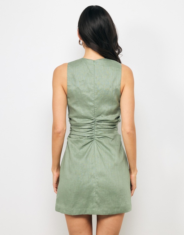 AERE - Salo Ruched Linen Mini Dress