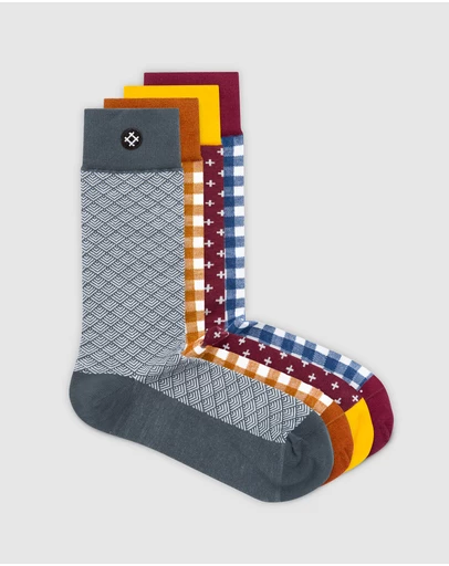 Sockdaily - Kettering 4 Pack Crew Socks