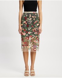 Lindsay Nicholas New York - Floral Sheer Lace Skirt with Underskirt