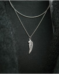 Kuzzoi - ICONIC EXCLUSIVE - Necklace Men Wing Pendant Layer Cord Chain in 925 Sterling Silver