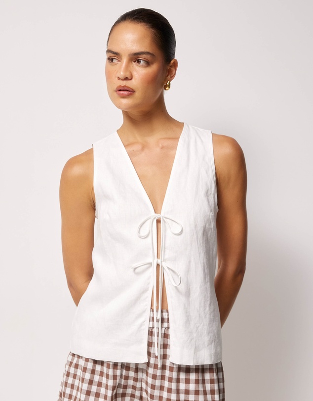 AERE - Sloane Linen Tie Top