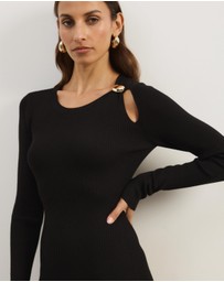 Atmos&Here - Liv Long Sleeve Rib Knit Midi Dress