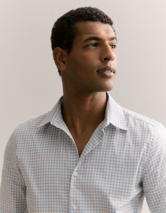 Trenery - Tailored Fit Supima Cotton Micro Check Shirt in White