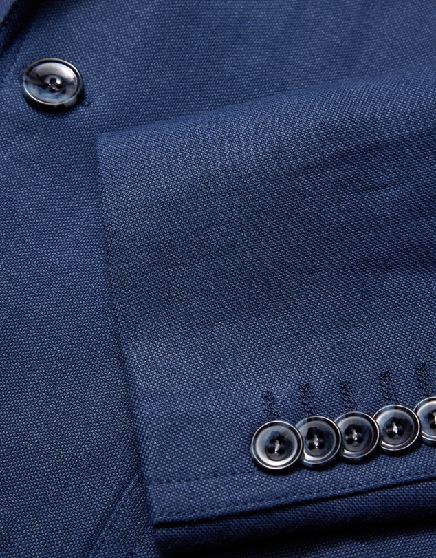 Calibre - Textured Linen Blend Blazer Denim Blue