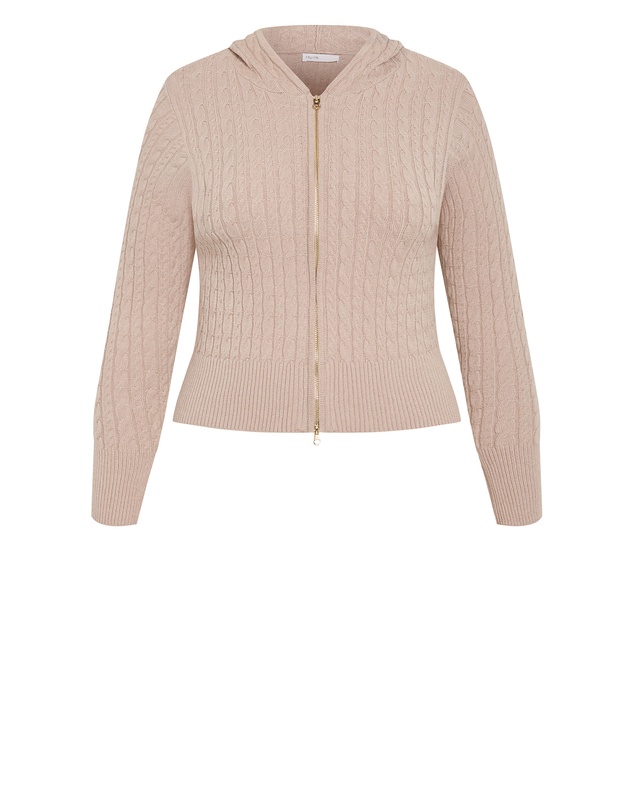 City Chic - Kayla Hooded Zip Through Knit Cardigan
