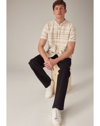 NEXT - Textured Stripe Short Sleeve Shirt With Grandad Collar
