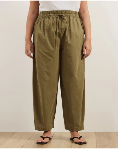 Atmos&Here Curvy - Sienna Cotton Barrel Leg Pants