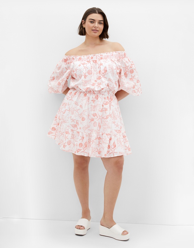 City Chic - Plus size Lorelai Print Dress - coral