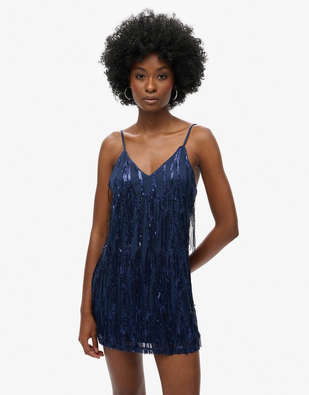 Superdry - Fringe V Neck Cami Mini Slim Fit Dress