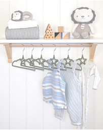 Living Textiles - 6pk Baby Coat Hanger - Grey Star