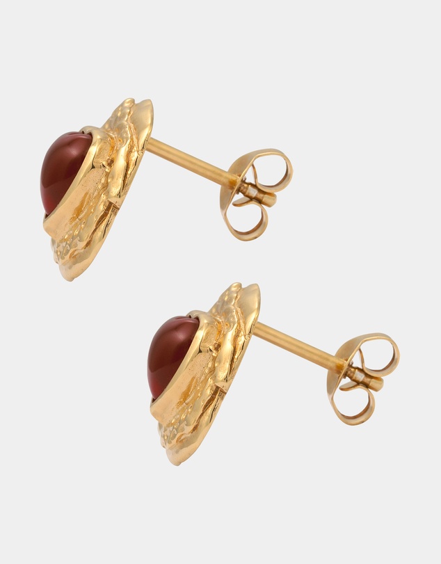 Haze & Glory - ICONIC EXCLUSIVE - Earrings Heart Red Onyx 925 Sterling Silver Gold Plated