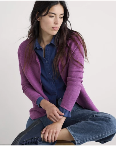 Seasalt - Seasalt Cornwall Purple Makers Jersey Roll Neck Cardigan