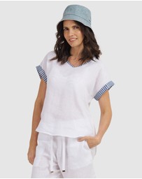 CAMIXA - Martina Linen V-Neck T-shirt