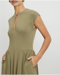 AERE - Alex Jersey Gathered Midi Dress