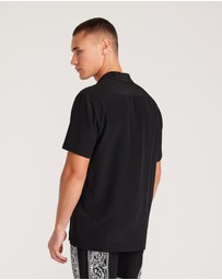 Calibre - Camp Collar Silk Shirt Black