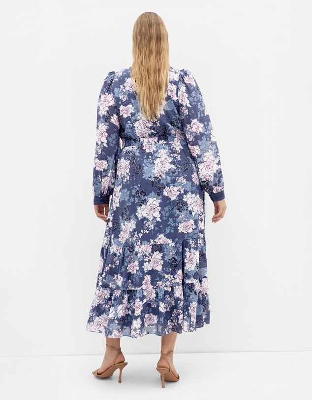 City Chic - Silver Blossom Maxi Dress