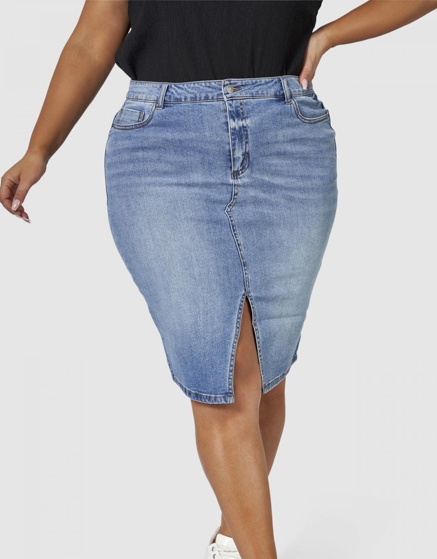 Sunday In The City - Two Men Down Denim Skirt