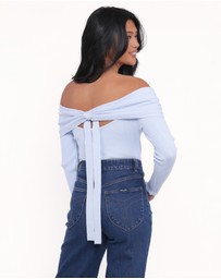 Petal & Pup - Junia Tie Back Knit Top - Pale Blue