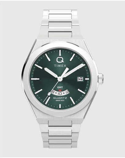 TIMEX - Q Timex Continental GMT 39mm Stainless Steel Bracelet Watch