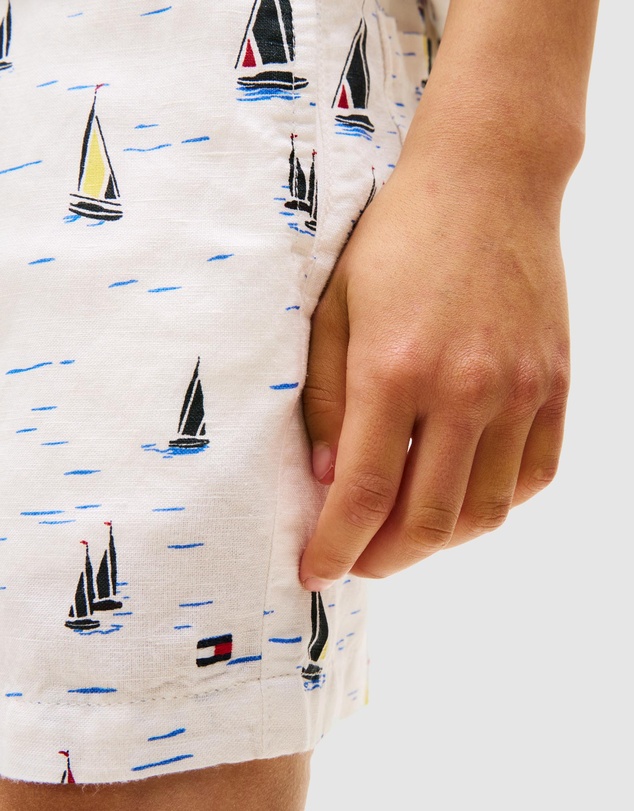 Tommy Hilfiger - Print Woven Linen Blend Shorts - Kids