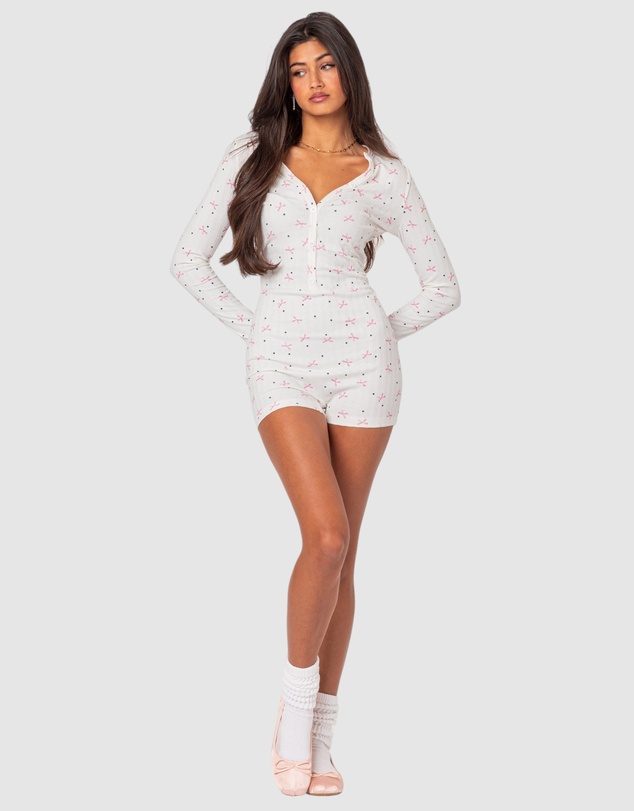 EDIKTED - Mindy Printed Pointelle Romper