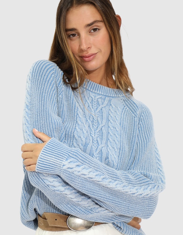 Belle & Bloom - Hudson Street Cable Garment Dyed Sweater