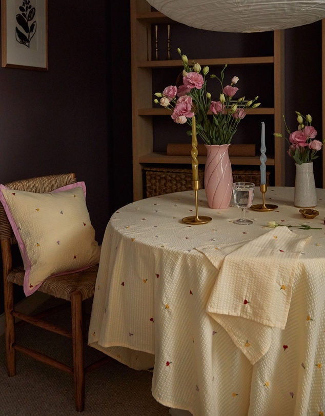 Mosey Me - Forget Me Not Embroidered Tablecloth