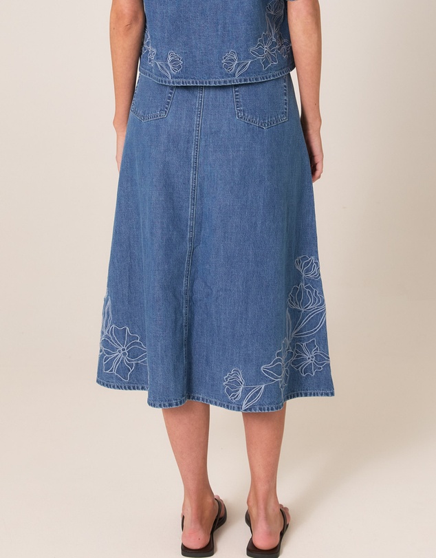 Fate + Becker - Sloane Embroidered Denim Skirt