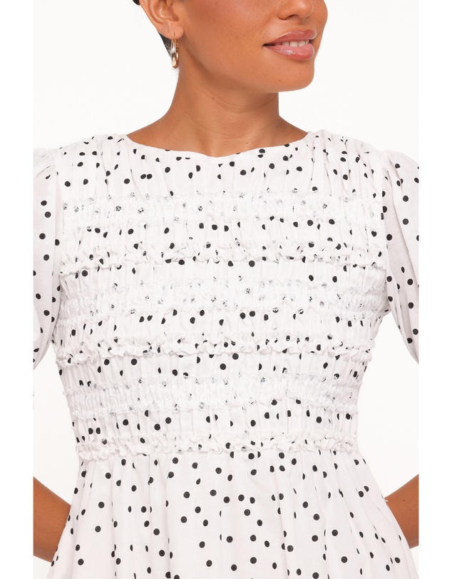 Petal & Pup - Jaclyn Mini Dress - White Polka Dot