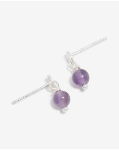 Lovisa - Sterling Silver Amethyst Semi-Precious Stone Drop Earrings