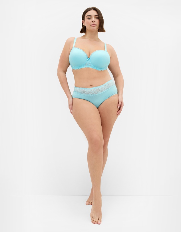 City Chic - Plus size Iris 3 Pack Cotton Cheeky Panty - pink icing blue tint teal