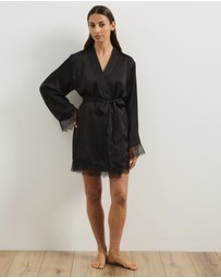 Atmos&Here - Pearl Lace Trim Satin Robe